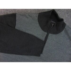 Tricots St Raphael Sweater Men 2XL Charcoal Gray Black Mock Neck 1/4 Zip Acrylic
